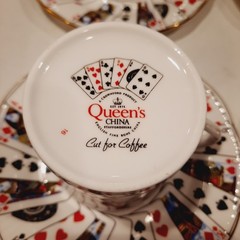 4 Queen’s China Staffordshire Cut for Coffee Playing Cards Cup & Saucer Set MINT