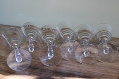 Set of 6 Libbey Rock Sharpe Formal Cut #3007 Stem Footed Water Wine Goblet
