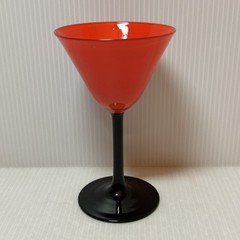 (8) Gorgeous ART DECO Czech Style Red & Black Stemmed Cocktail Cordial Glasses