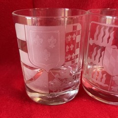 Horchow Collection Coat Of Arms Crystal Double Etched Design Set Of 4