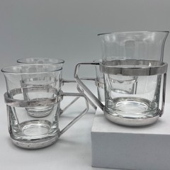 Gio Ponti Tea ESPRESSO Glass MCM SET 4 BERNDORF LUZERN Alpacca Swiss Mid-Century