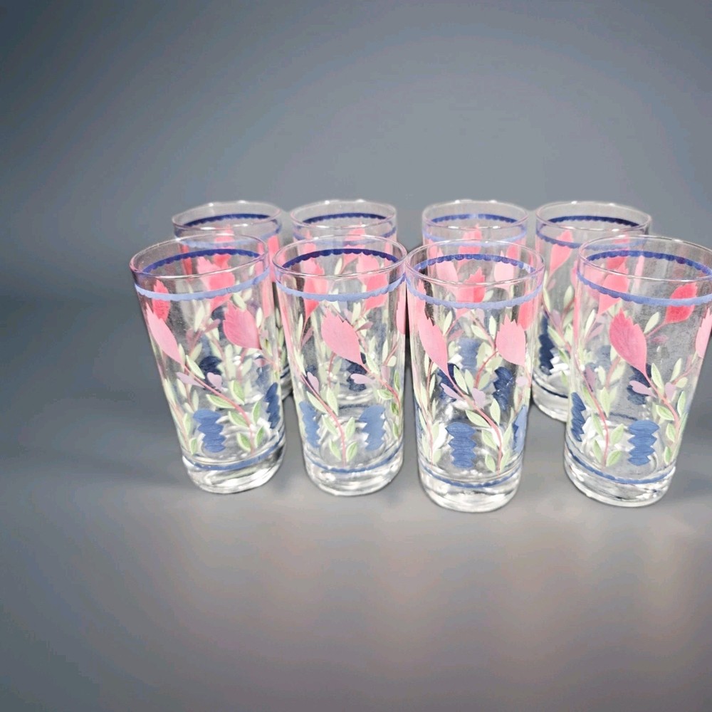 Adams China Lancaster Glassware 13oz Red Tulip Tumbler Set Of 8,READ DESCRIPTION