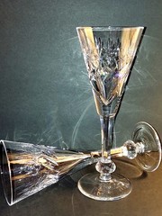 Vintage Spiegelau Treveris 8″ Crystal Flutes Champagne/Wine Set of 2