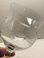 Vtg Flared Lip Stem Wine Glasses 6.5” Rosé Pinot White Wines Etched Design