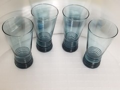 Libbey Glass * Nexus * Vintage Tall Retro Drinking Glasses * Blue 6-3/4″ * 4pc