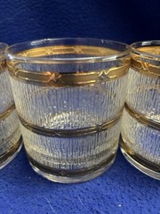 Mid Century Modern 22k Gold Crinkled Ice Whiskey Glasses Set of 4 The Bridge