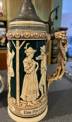 Antique German Stoneware Beer Stein – Life of Man Series – c.1900