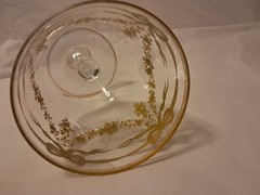 Bohemian Josephinenhutte Raised Gold Bow Beaded Floral Swag Glass Water Goblet A