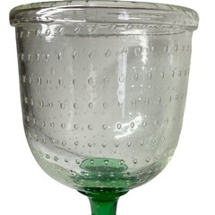 Bullicante Goblet Chalice Clear Green Art Glass Controlled Bubbles 8.75″ Tall