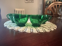 Vintage Anchor Hocking Forest Green Punch Cups Set Of 4 MCM Made 1957-1965