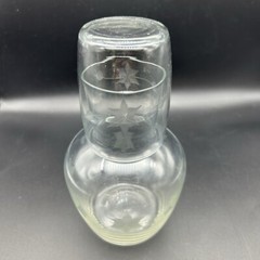Princess House Heritage Tumble Up Etched Glass Bedside Water Carafe With Tumbler