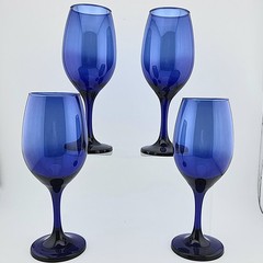 Set Of 4 Cristar Rioja Cobalt Blue Wine Glasses 13 oz. 8″