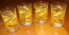 4 Libbey Rock Sharpe GOLDEN WHEAT Juice Drinking Glasses