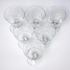Vtg Etched Footed Sundae Iced Tea Dessert Glass 6pc Lot 5.5″h