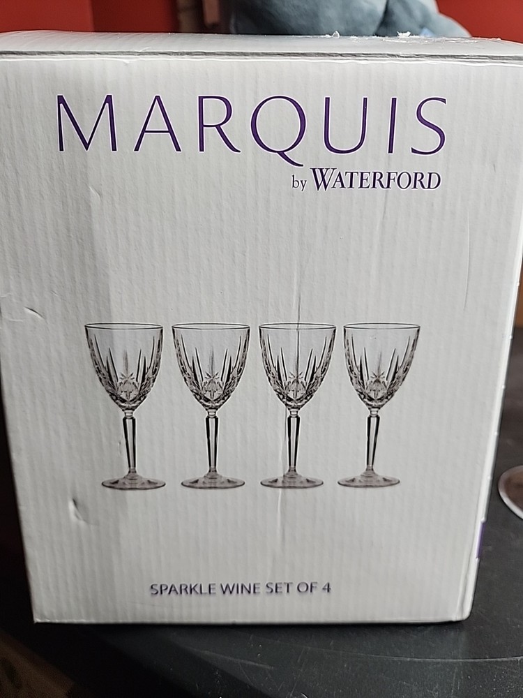 Set Of 4 Marquis by Waterford Sparkle Wine Glasses Made in Italy New In Box