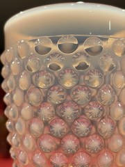 1930/40s Vtg Duncan Miller Pink Opalescent Hobnail Footed Tumbler Glasses 4 Pc