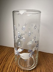 2 Vtg Libbey Drinking Glasses Country White Goose Geese Duck Blue Ribbon Bow
