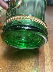 Vintage Northwood INTAGLIO pattern Emerald Green Glass gold-trimmed 5pc Set