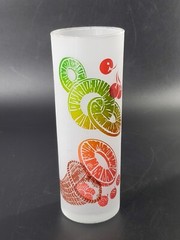 Set Of 2 Vintage Federal Glass Tall Frosted Fruit Tumblers Highball Glasses