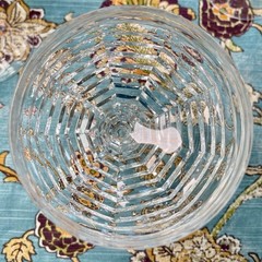 Set of 4 Webb England Cut Crystal Champagne Coupe Stacked Geometric Art Deco