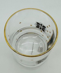 Anthropologie Bistro Tile Monogram «J» Old Fashioned Drinking Glass 24K Gold Rim