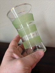 Vintage Libbey Banded Pastel Green Blue Pair Barware 5.5″ Cocktail Glass Pair