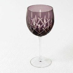 1 AJKA ARABELLA AMETHYST PURPLE CASED CUT TO CLEAR CRYSTAL WINE GOBLET