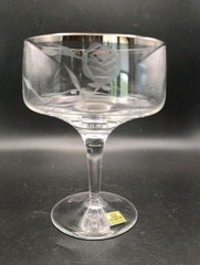 3 Vintage Forest West Germany Rose Etched Crystal Champagne Coupes – Silver Rim