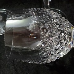 SPIEGELAU CRYSTAL WINE GLASS/ WATER GOBLET SP13 CUT CRISS-CROSS 7 3/4 INCH SET/6
