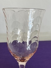 Vintage Pink Wine Glasses with Scallop Art Deco Design Set of Five