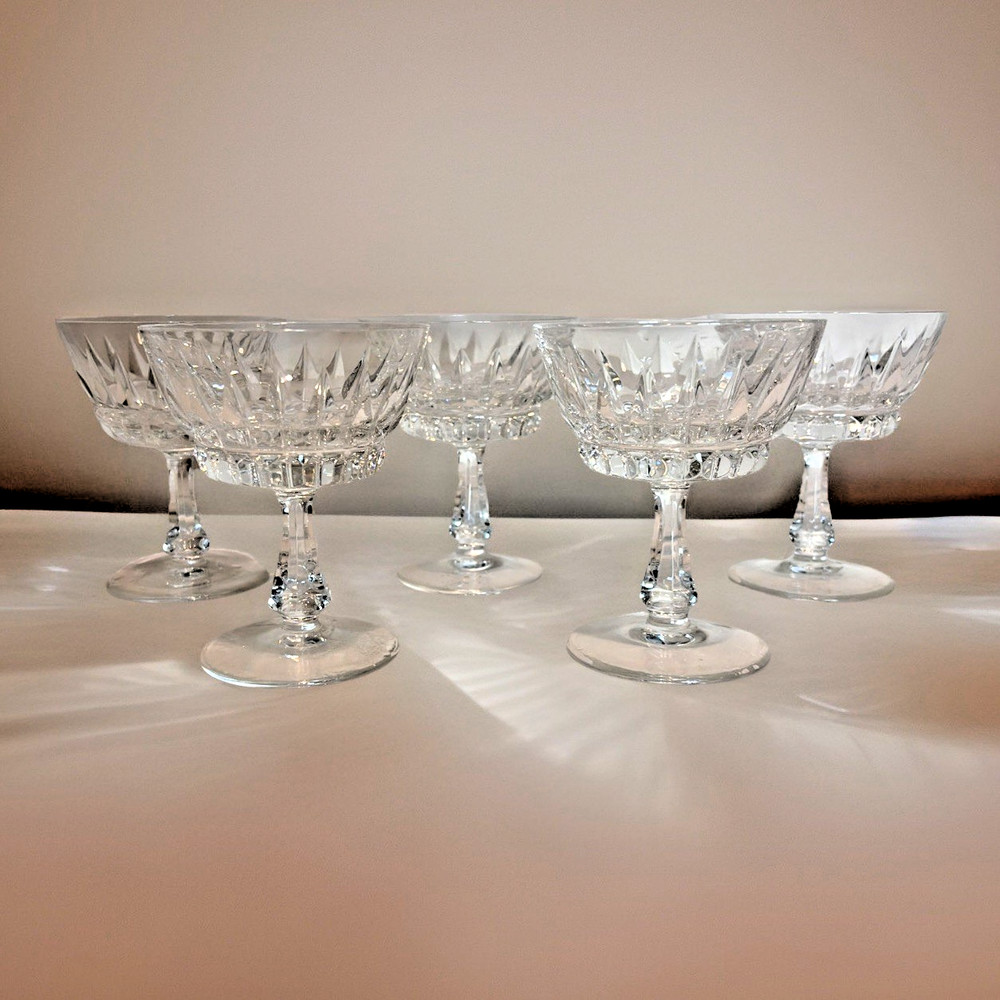 5 Villeroy & Boch Tiara Champagne Tall Sherbet Glasses Hand Blown Crystal VTG