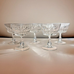 5 Villeroy & Boch Tiara Champagne Tall Sherbet Glasses Hand Blown Crystal VTG