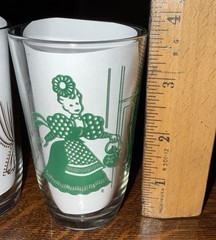 3 Vintage MCM Swanky Swigs Kraft Cheese Juice Glasses 3.75” Bustling Betsy *Chip