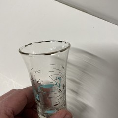 (8)Vintage Libbey Mid Century Modern MCM 4.5″ Aqua Atomic Fish Tumbler Glass