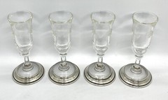 Vintage B-I sterling Silver Etched Crystal Cordial Glasses 4 Vodka shot