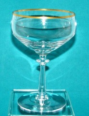 FOSTORIA Crystal Tall CHAMPAGNE, Sherbet, DESSERT Elegant GOLD Rim 5 ⅝ Inch Tall