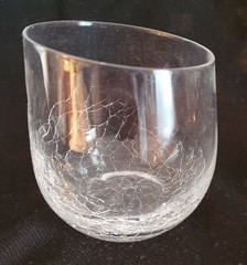 Pier 1 Angled Rim Crackle Double Old-Fashioned Clear Tumbler Glass