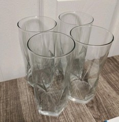 Crisa Set of 4 Panel Glass Flat Bottom Tumblers 6 1/8″