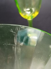 VTG Pair of 1930s Tiffin Franciscan Uranium Water Goblet Glass Blue Green *Read*