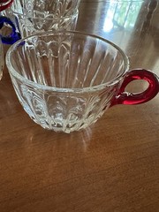 Vintage Duncan Miller Radiance Punch Bowl Set 12 Cups & Ladle UV Reactive Glass