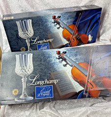 6 Longchamp 6cl 24% Lead Crystal Stem Glasses~~Cristal D’arques France~~NIB