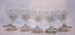 5 Etched Leaf Small Stemmed Wine Glasses Vintage Chalice Liquor Pedestal Goblets
