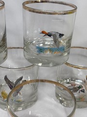 6 Vintage signed *Ned Smith* Game Birds OLD-FASHIONED Glasses – 3.5″ high