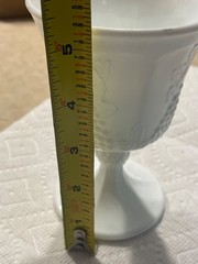 Indiana Colony Harvest White Milk Indiana Glass Goblet Grape Panel pedestal dish
