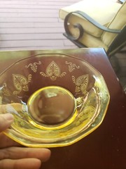 (1) RARE 6″ Cereal Bowl #2375 glass FOSTORIA crystal TROJAN TOPAZ YELLOW (#2)
