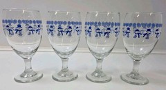 Set of 4 Libbey Snowman Holiday 16 oz 7” Glass Blue Winter Goblets