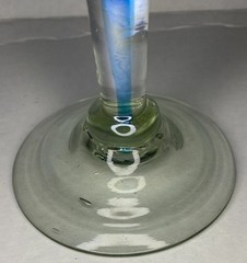 Mexican Hand Blown Aqua Iridescent Swirl Wine Goblet Glass