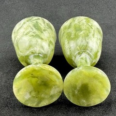 Vtg Green Onyx Marble Wine Goblets Cordial Cups Earthy Vibrance Hand Carved 3.5”