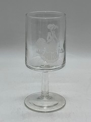 Vintage Etched Glass Goblet With Victorian Lady Design And Pedestal Base 1970’s