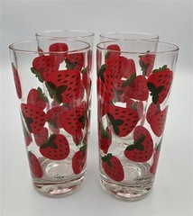 Vintage Colony Strawberry Glasses Set | 1970s Retro Highball Tumblers